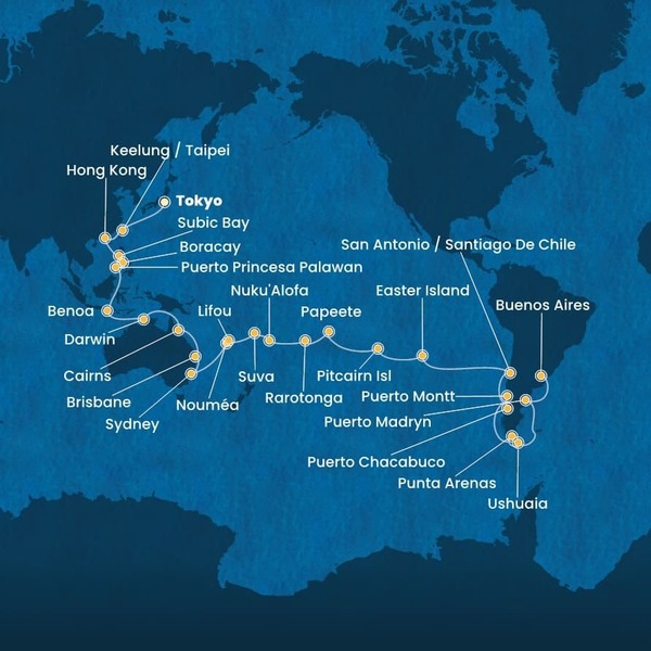 Giro del Mondo con Costa Serena 65 giorni da Giappone a Argentina. Ottobre 2026